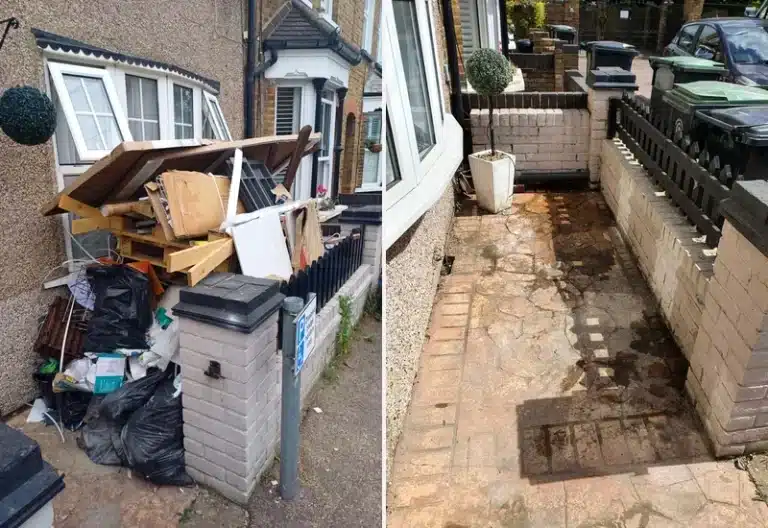 Rubbish Collection in Greenwich 5 Front garden before and after furniture and bagged rubbish were cleared