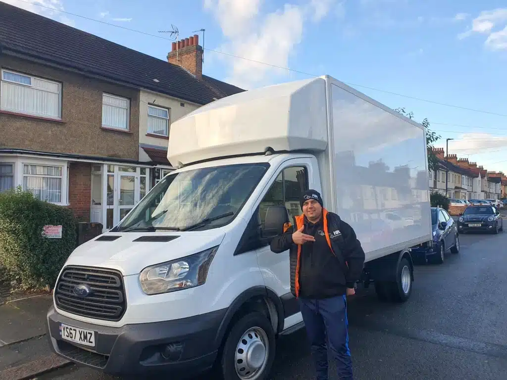 Waste Collectors Luton van out on a rubbish collection in London